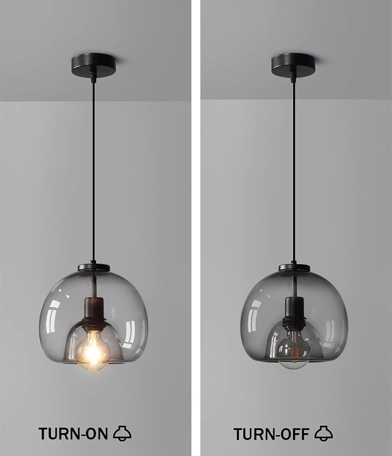 Lampada a sospensione vintage in vetro, lampadario cucina, on 1 Lampadine Extra, Cavo Regolabile, 1xE27, Potenza max 1x60 W, paralume da soffitto per cameretta, tavolo da pranzo, soggiorno, Ø 23 cm