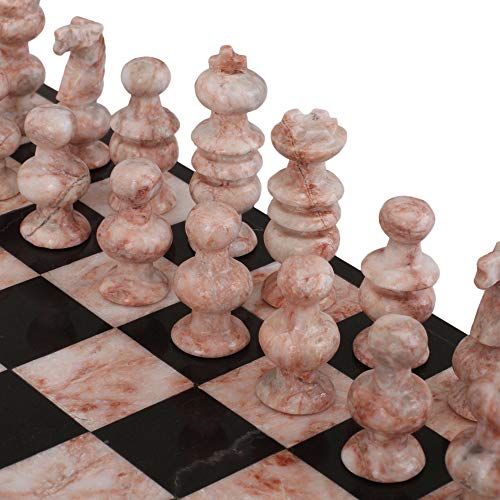 Novica Hand Carved Rose Pink And Black Marble Stone Chess Set, Glorious Battle' #TOP4