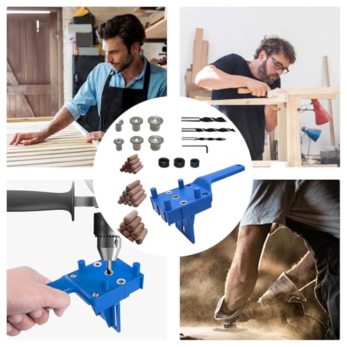 GIONAR 44PCS Dowel Jig Kit - Professional Woodworking Doweling Jig with Metal Sleeve, Complete Drill Guide Set Featuring 6/8/10mm Bits & Wooden Dowels for Exact Joinery 7 GIONAR 44PCS Dowel Jig Kit - Professional Woodworking Doweling Jig with Metal Sleeve, Complete Drill Guide Set Featuring 6/8/10mm Bits & Wooden Dowels for Exact Joinery - Image 7