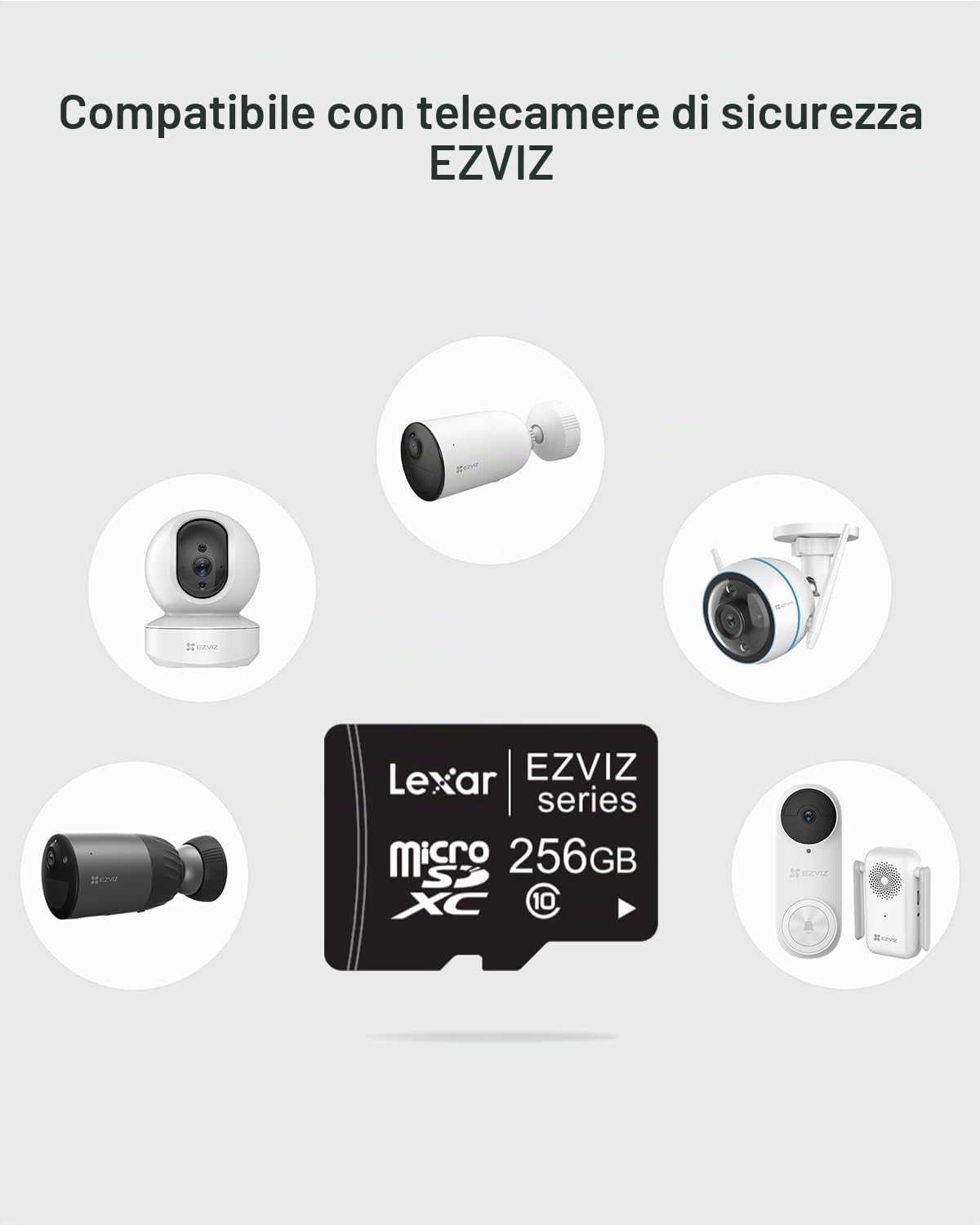 EZVIZ Scheda di memoria Ultra Micro SDXC classe 10, 256 GB, compatibile con telecamere di sicurezza EZVIZ (scheda SD da 256 GB