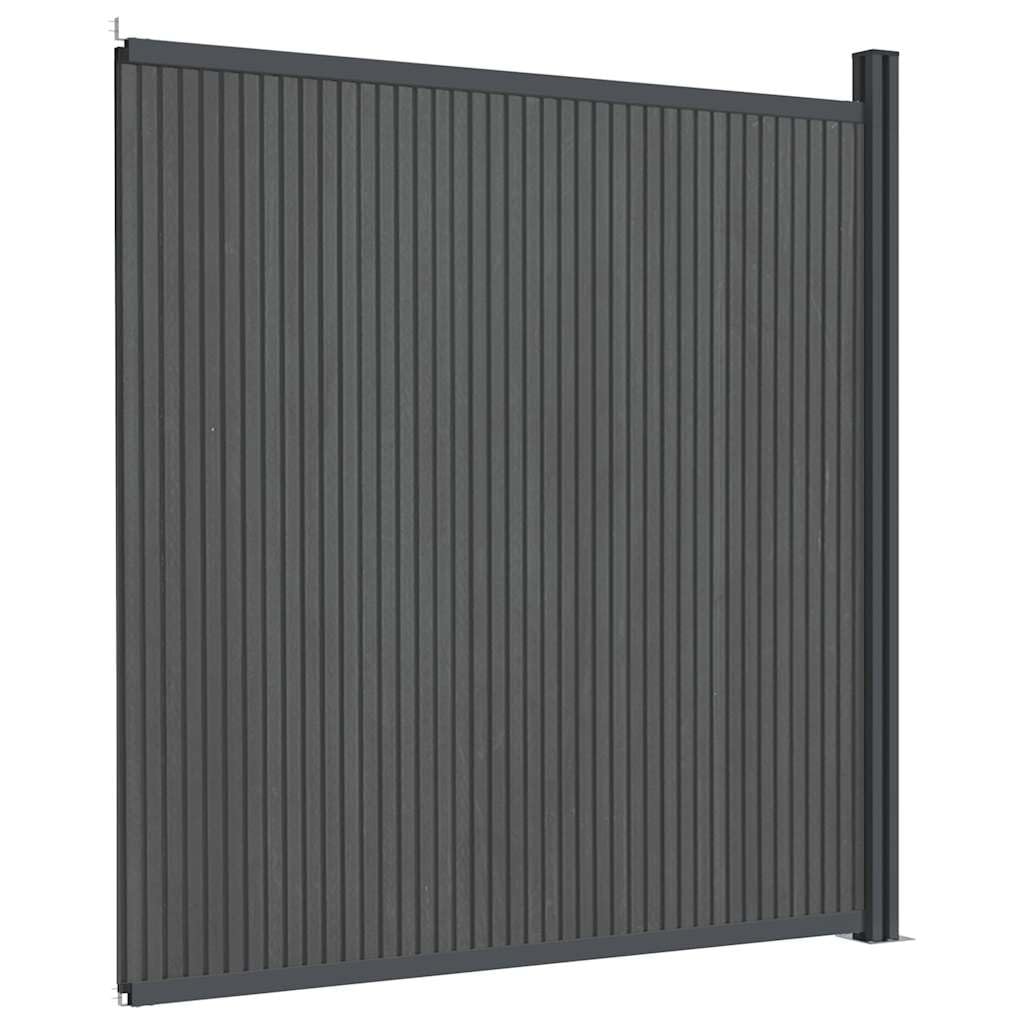 Zaunelement Grau WPC 173x186 cm Gartenzaun Sichtschutzpaneel mit Aluminium Pfosten, wetterbeständig, stabil, für Terrasse Balkon Vorgarten zur Grundstücksbegrenzung und Privatsphäre