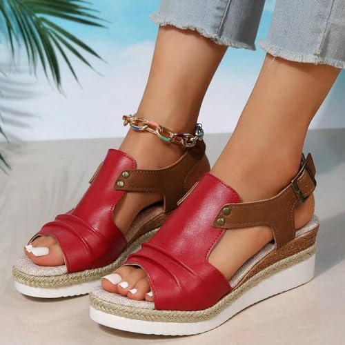 Summer Wedge Sandals for Women 2025,Wide Width Wedges for Women Dressy,Platform Sandals,Wedge Ankle Strap Open Toe Shoes,Orthopedic Walking Slip On Shoes4