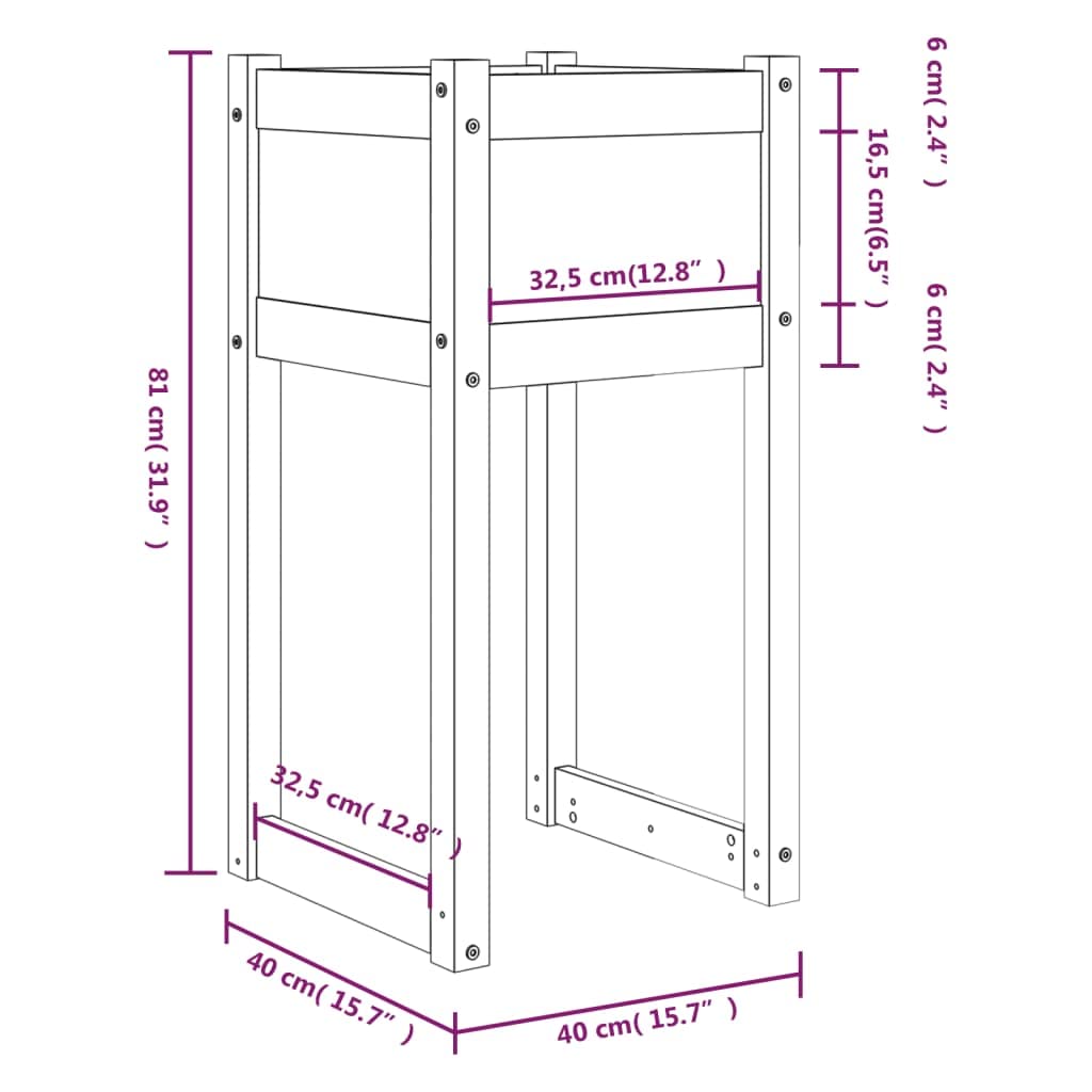 Pflanzkübel 2 Stück 40x40x81 cm Massives Kiefernholz Blumenkasten für Garten Balkon Terrasse mit Abflussloch und Bewässerung, Outdoor Indoor Pflanzgefäß, Hochbeet Balkonkasten Deko