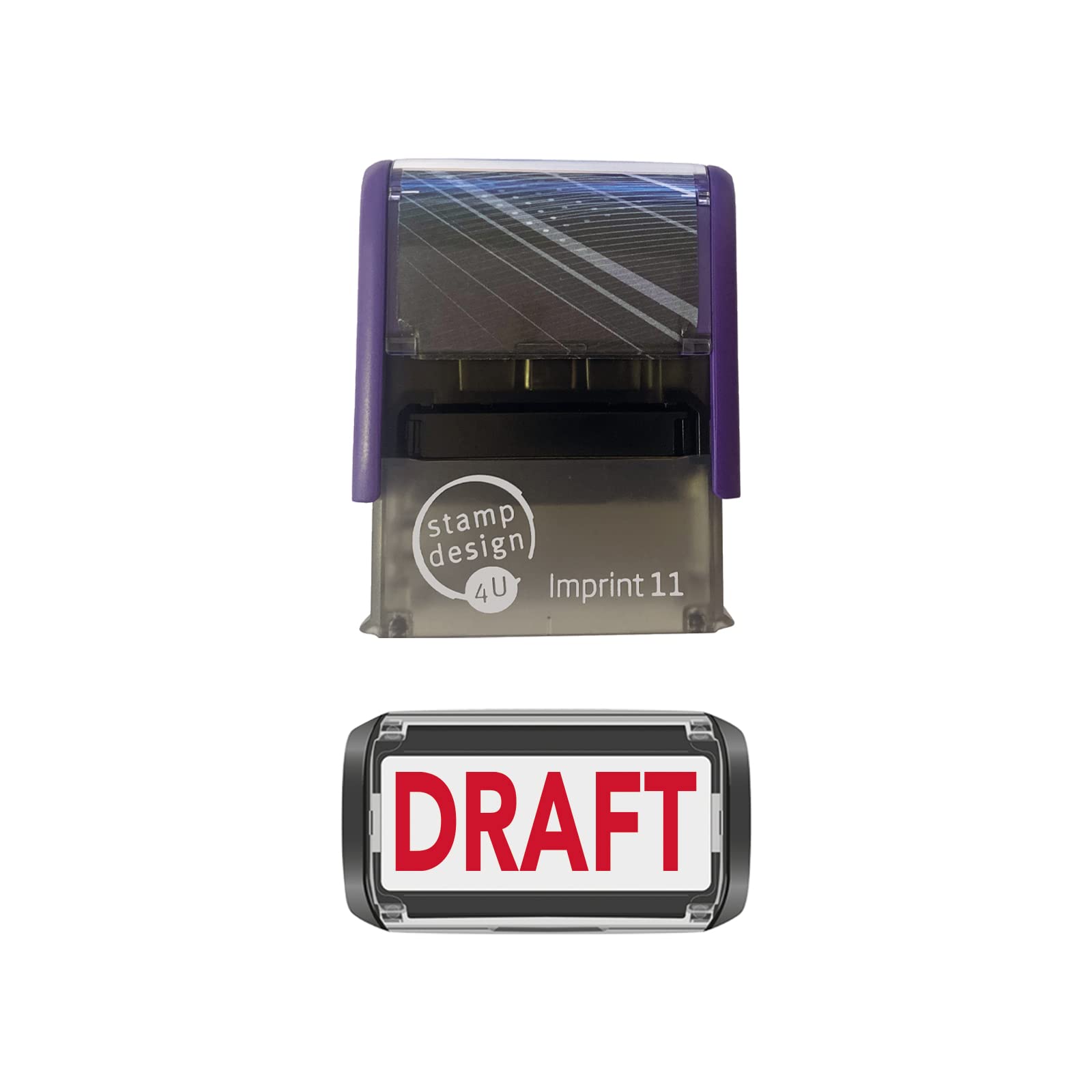 Stamp Design 4U Red Imprint 11 38 X 14Mm Draft Self Inking Rubber Stamp ( Ink) - Stamp Your Draft Documents