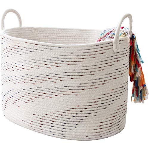 LA JOLIE MUSE Large Cotton Rope Blanket Basket