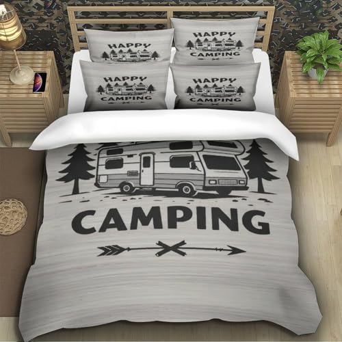 Housse de couette camping microfibre 220x240 cm retro - 5