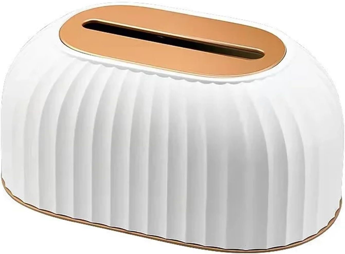 Tissue Box Cover Holder, Striped Toilet Paper Box Table Napkin Holder Dispenser Home Decoration(White)