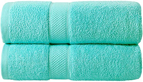 Image of Global Home 100% Cotton Bath Towel II 500 GSM II Lt Blue II 140 X 70 cm - 2pc Set for Gym, Kitchen, Home, Bathroom or Spa, Wash Basin, Hotel
