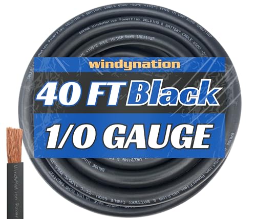 Image of WNI 1 /0 Gauge 40 Feet Black 1 /0 AWG Ultra Flexible Welding Battery Copper Cable Wire - Made in The USA - Car, Inverter, RV, Solar