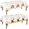 Manteles de pavo de Acción de Gracias, paquete de 2 manteles desechables de plástico de 54 x 108 pulgadas para mesas rectangulares, decoraciones de otoño de hoja de arce de pavo, suministros