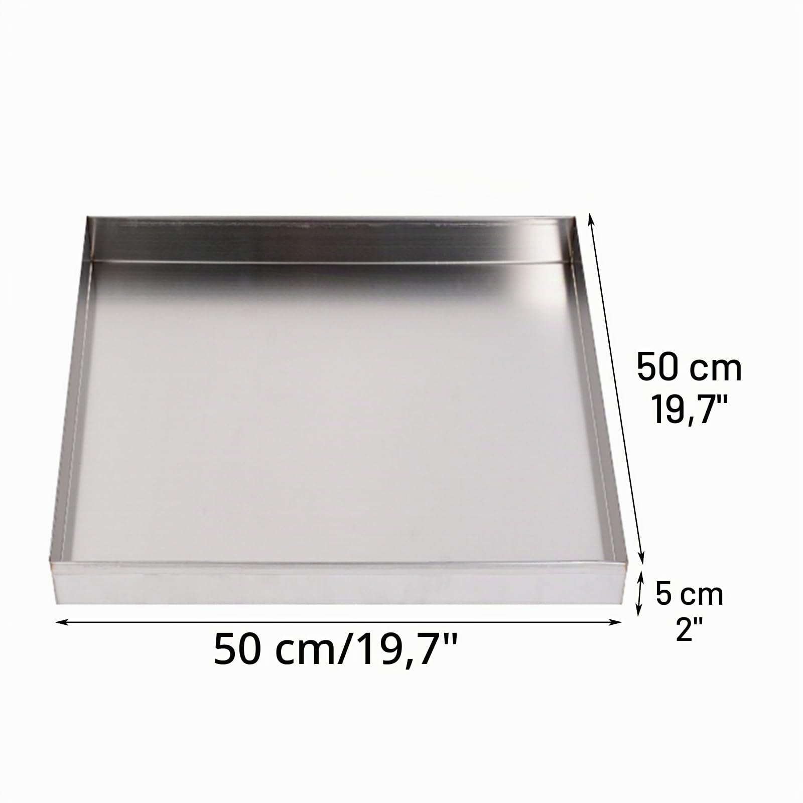 Bandeja de Acero Inoxidable, Bandeja Rectangular para Lavavajillas, Dispensadora de Agua para Protección de Pisos, Sin Orificios(50x50x5cm(19.7x19.7x2.0in))