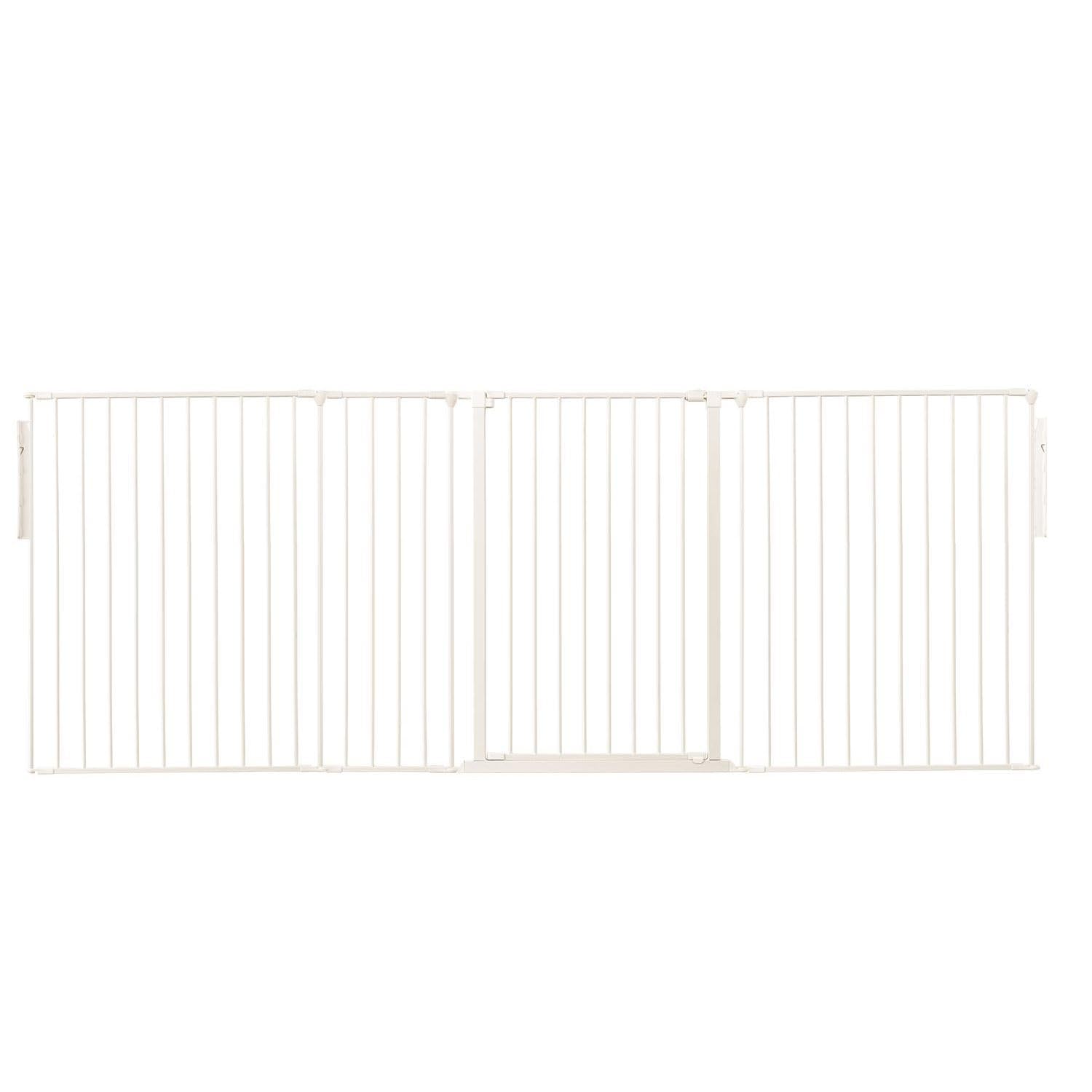 Safetots Premium Extra Tall Room Divider, up to 272cm Wide, White, 105cm Tall, Multi Panel Flexible Room Barrier, Room Divider with Door for Baby and Toddler, Easy Installation