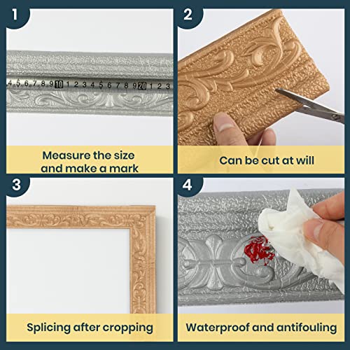 Lahoni 2 Pieces Flexible Molding Trim, 15 Feet Peel And Stick Crown Molding Ceiling Border Self Adhesive Foam Wall Trim For Wall Edge, Ceilings, Countertops And More (Grey) #TOP3