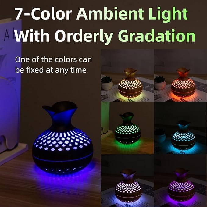 Image of 300 ml Essential Oil Diffuser for Home - Ultrasonic Aroma Diffuser for Home Electric with LED Light & Upto 16 Hrs Mist