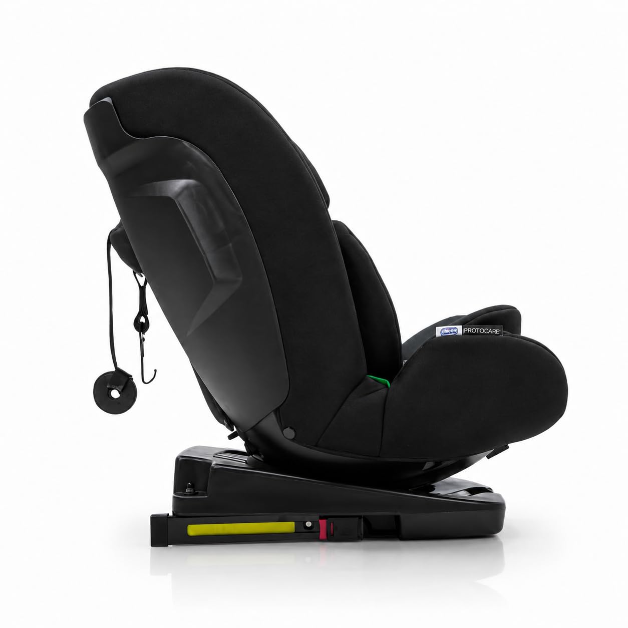 Silla de coche i-Size giratoria 360° con Isofix desde recién nacido hasta 150 cm – Contramarcha hasta 105 cm – Arnés 5 puntos, cojín reductor y funda lavable – Asalvo Protocare Negro