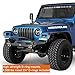 Hooke Road Wrangler TJ Front Bumper with Winch Plate & LED Lights & D-Rings for 1987-2006 Jeep Wrangler YJ TJ