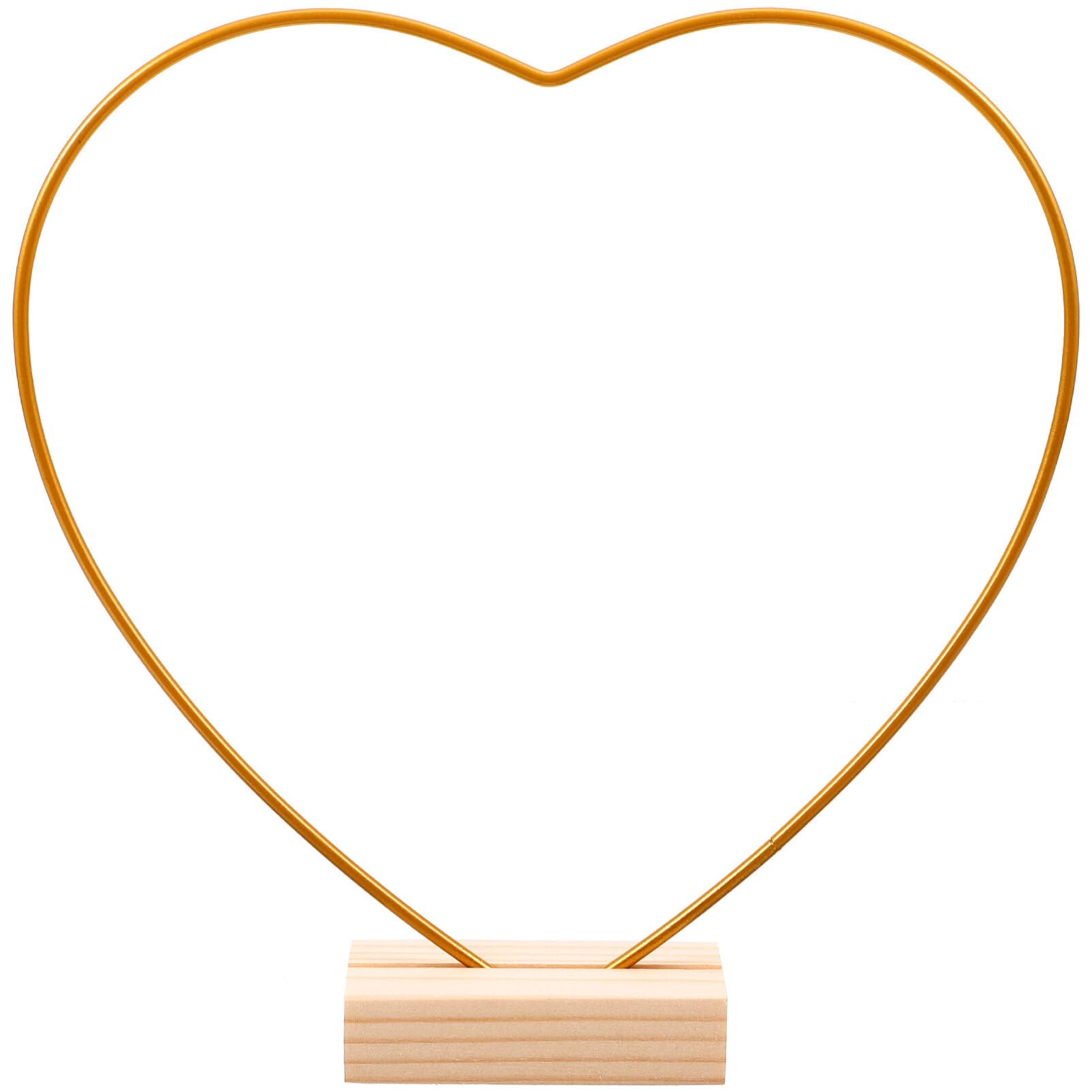 HOODANCOS 1 Set of Metal Wreath Stand, Floral Hoop Wreath with Wooden Stands, Wreath Hoop DIY Dream Catcher Frame, Metal Floral Wire Heart-Shaped