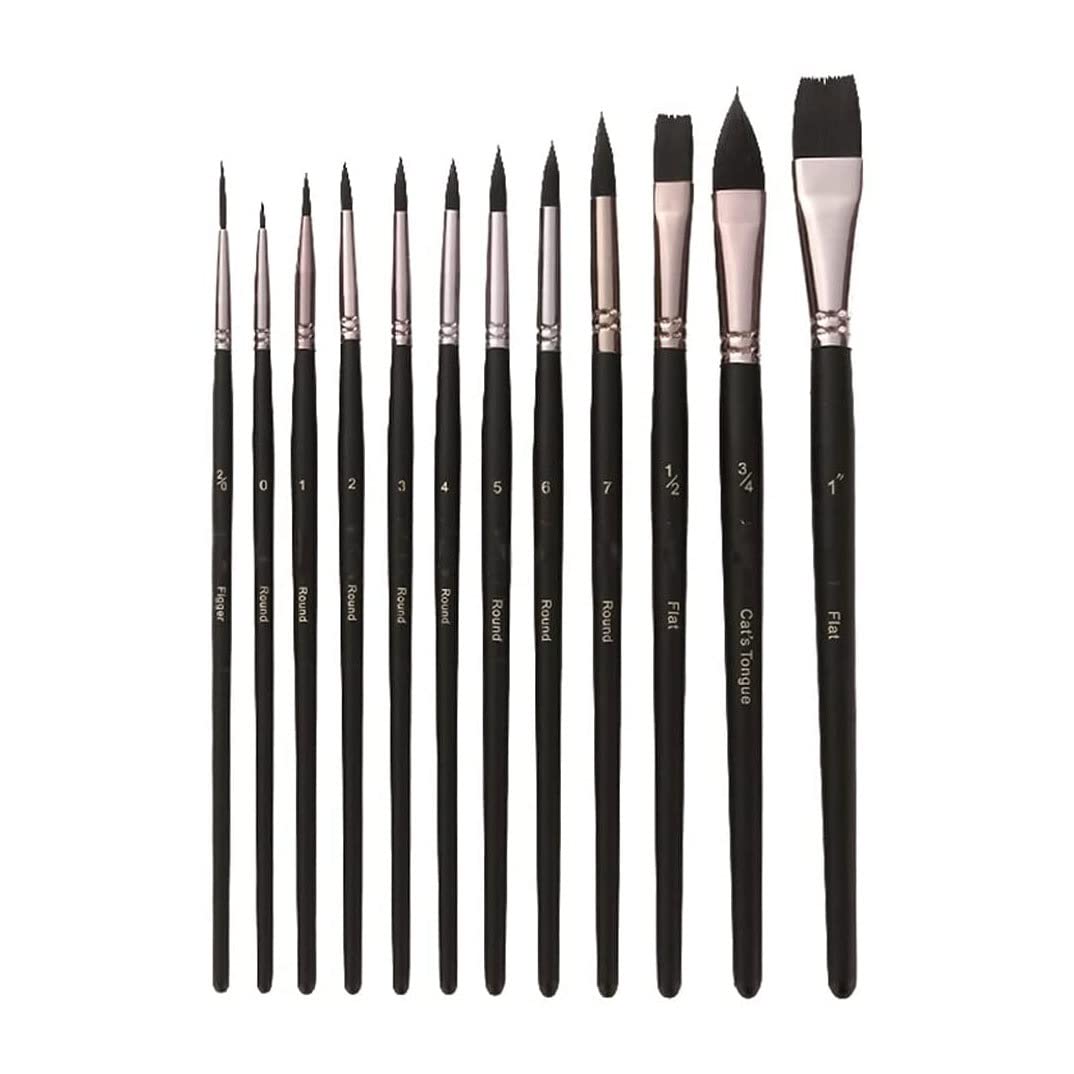 Sjdopulse Artist Paint Brush Set Of 12 For Watercolor Acrylic Gouache Oil And Tempera Painting For Watercolor, Canvas, Craft, Detail & Oil Painti