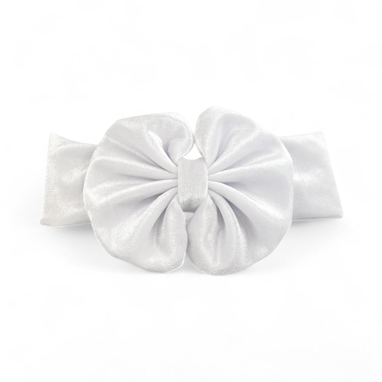 Fascetta per Capelli Neonata con Fiocco in Velluto-Fascia per capelli Bambina (da 3 a 18 mesi) (Bianco, Da 3 a 18 mesi)
