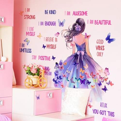 Vinilo Decorativo Niño Vestido Morado con Mariposas miniatura 5