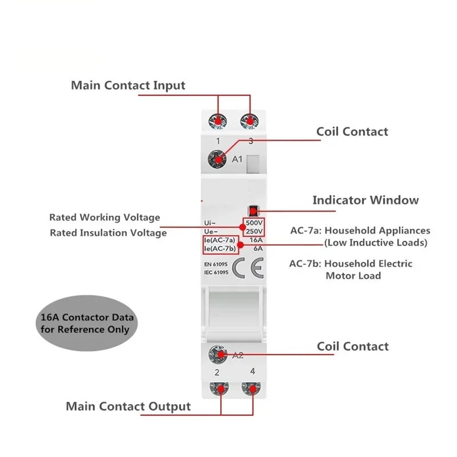Contactor Modular doméstico CA 24 V, 48 V, 110 V, 220 V, 2 Polos, 25 A, 2 NC, 2 NA, 1 NA, 1 NC, 50/60 Hz(1P 25A 1NC AC220V)