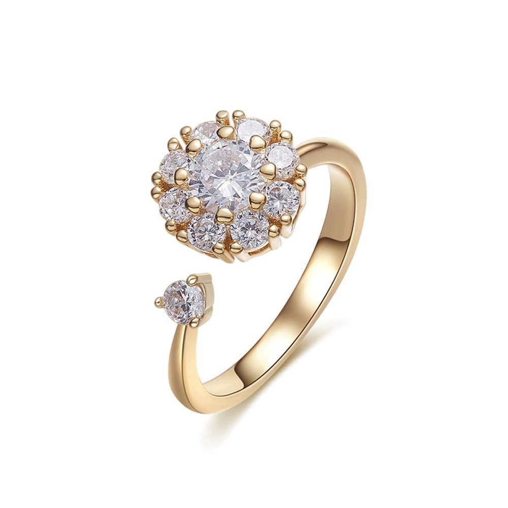 Amazon | K.L.Y 指輪レディース 雪の花 回転する 18k RGP 