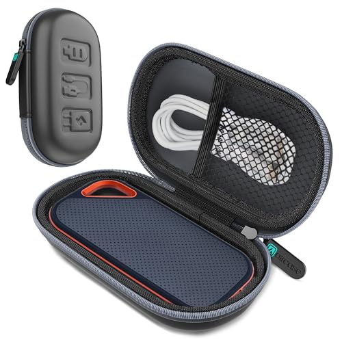 AirCase EVA SSD Case Cover Pouch| Protective Hard Shell Shockproof Foam, Portable Travel Organiser, Storage Case Pocket for San-Disk SSDs, Cables,...