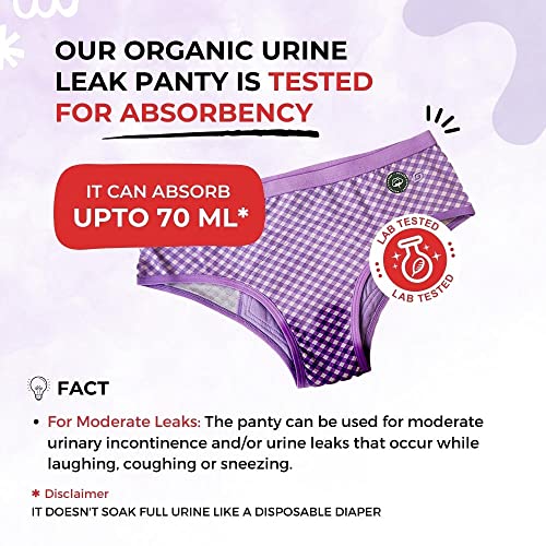 Image of Organic Cotton Incontinence Underwear For Women- Wash & Reusable, Absorbs Moderate Urine Leak (Upto 70 ml), Anti Bacterial, Hygienic & Leakproof, Full Coverage- Hipster (XS)
