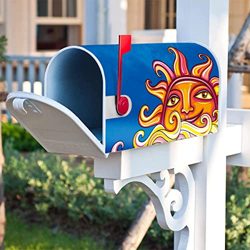 Image of Texupday Smile Colorful Sun Decoration Mailbox Cover with Magnetic Strip Spring Summer Mailbox Wraps Post Letter Box Cover Standard Size 21 inch X 18 inch for Garden Outdoor Yard Decor