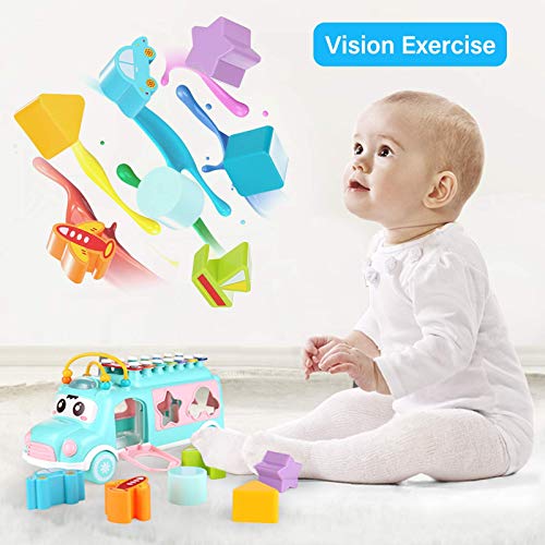 DeXop Baby Toy Xylophone 12-18 Months,Infant Musical Car with Shape Blocks,Sensory Toys for Toddlers 1-3,Educational Learning Gift for Girls and Boys,Kids Birthday Favors - Thumbnail 2