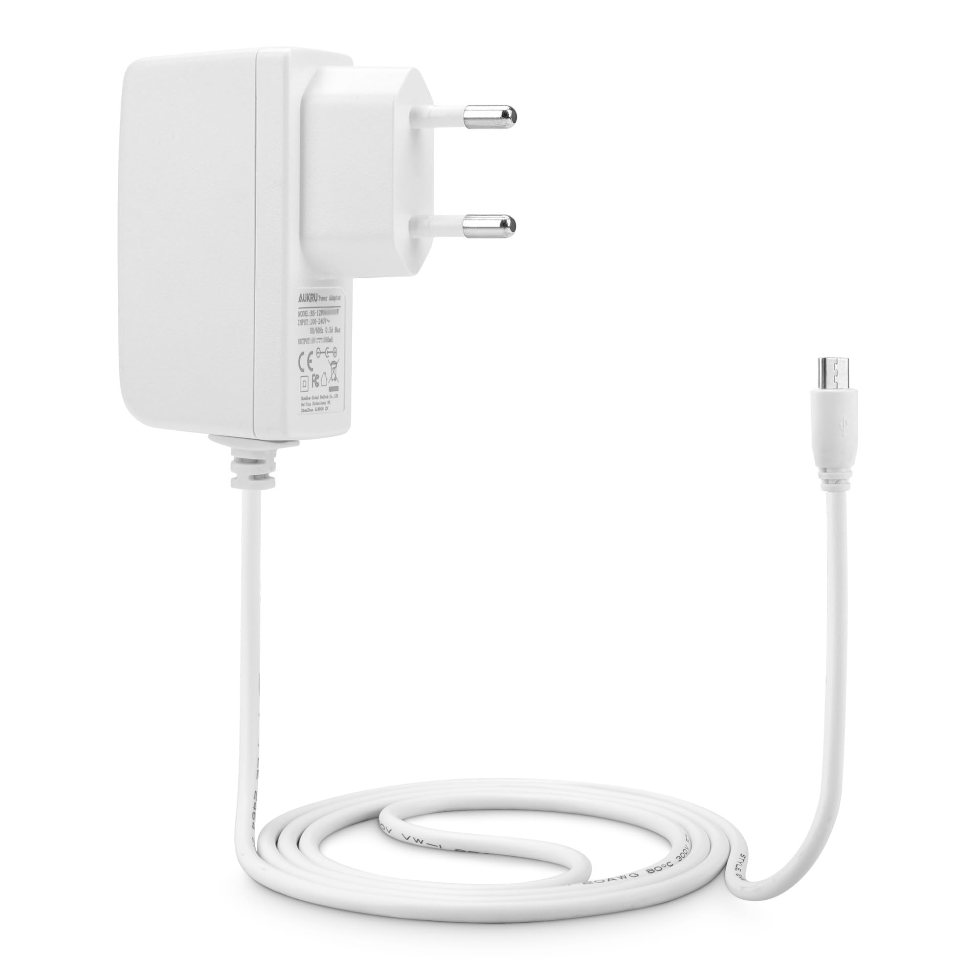 Aukru Netzteil 5 V1 A Micro-USB Ladekabel für Philips Avent SCD843/01,SCD843/26,SCD833/26,SCD845/26 Video-Babyphone Weiß