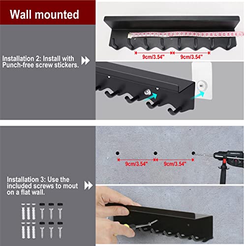 Volnamal-Magnetic-Key-Holder-for-Wall-Decorative-Premium-Magnets-Wall-Mounted-Key-and-Mail-Organizer-Adhesive-Key-Rack-Hanger-for-Entryway-Refrigerator-with-8-HooksBlack