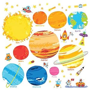DECOWALL DS-8017 Planets and Space Kids Wall Stickers Wall Decals Peel and Stick Removable Wall Stickers for Kids Nursery Bedroom Living Room (Small) d?cor