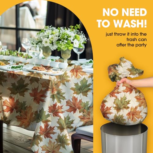 Image of Niuara Fall Maple Plastic Table Cloth - 4 Pack 54 inch x 108 inch Rectangle Disposable Tablecloths for 6FT Tables, Table Cover for Party, Holiday & Gathering Use