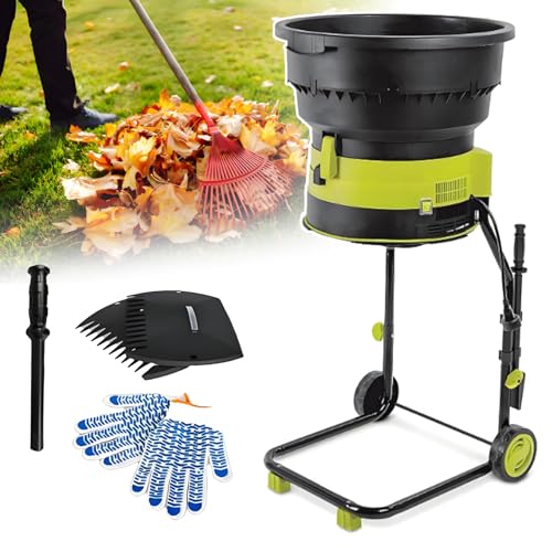 Trituradora eléctrica de jardín para hojas y ramas, potencia de 2500 W con embudo de 54 cm para una limpieza eficiente del patio