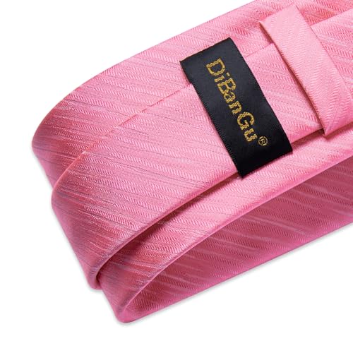 Image of DiBanGu Mens Silk Necktie Solid Color Tie and Pocket Square Cufflink Tie Clip Set Woven Plain Ties for Men Wedding Party