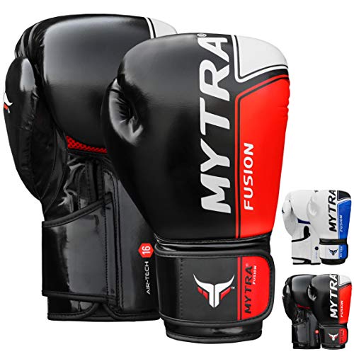 Mytra Fusion Boxing Gloves Air Tech SL-6 Training Gloves (Black Red, 10-oz)