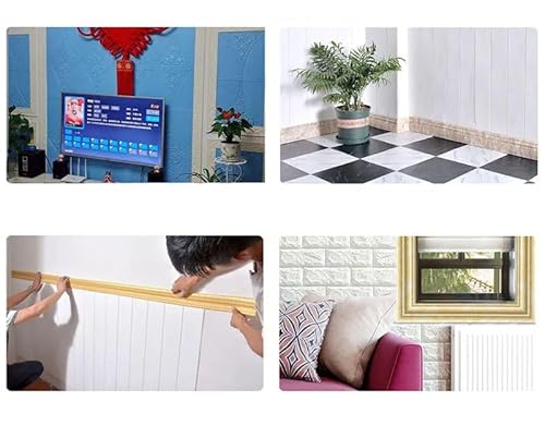 Dostear BordüRe Selbstklebend Kinderzimmer Tapeten Wohnzimmer Wanddeko Badezimmer 3d Fliesenaufkleber Wandleisten Gold 4 X 230cm（2pcs）