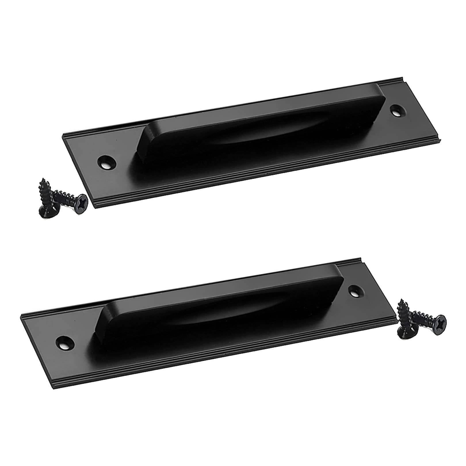 Poignée de porte de grange en aluminium noir avec vis pack de 2