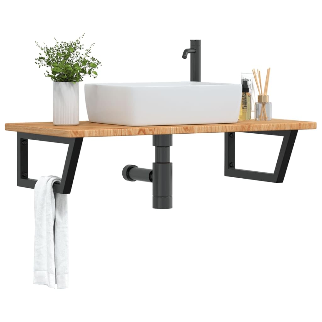 Meuble vasque en chêne massif 100 cm et support en acier premium