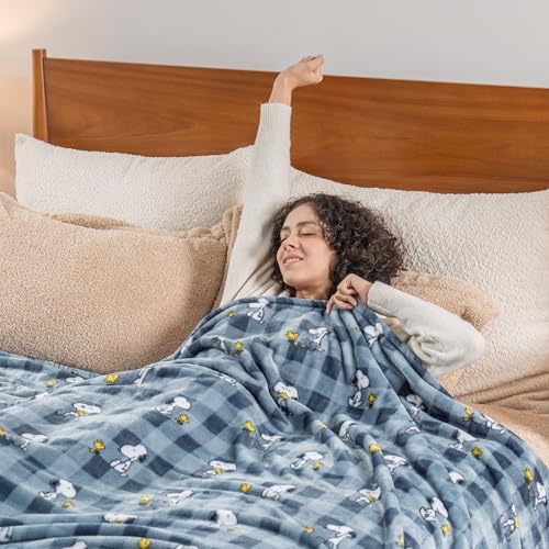 Image of Berkshire Blanket Peanuts VelvetLoft Cute Character Snoopy Plush Blanket,Navy Tonal,Twin 60 in x 90 in (Official Peanuts Product)