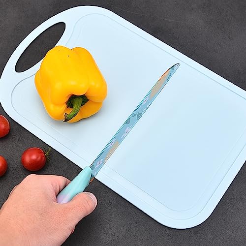 Image of Color Printed High Carbon Stainless Steel Santoku Chef's Knife with Blade Cover, (Carmine)