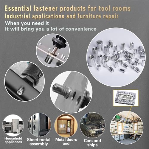 Image of ASKWAY Rivet Nut Tool Kit580pcs, Rivet Nut Silver Metric Combination (M8 /M6 /M5 /M4 /M3), Suitable for Furniture, Decoration, Automotive, Marine and Industrial Applications