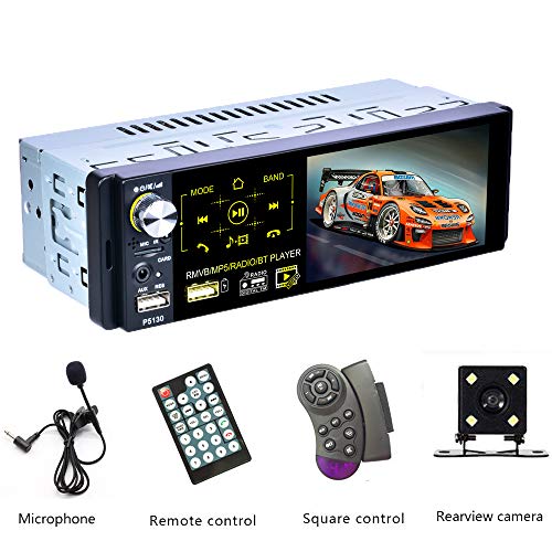 Podofo Single Din Car Stereo - 4.1 inches LCD Touch Screen Build-in Bluetooth