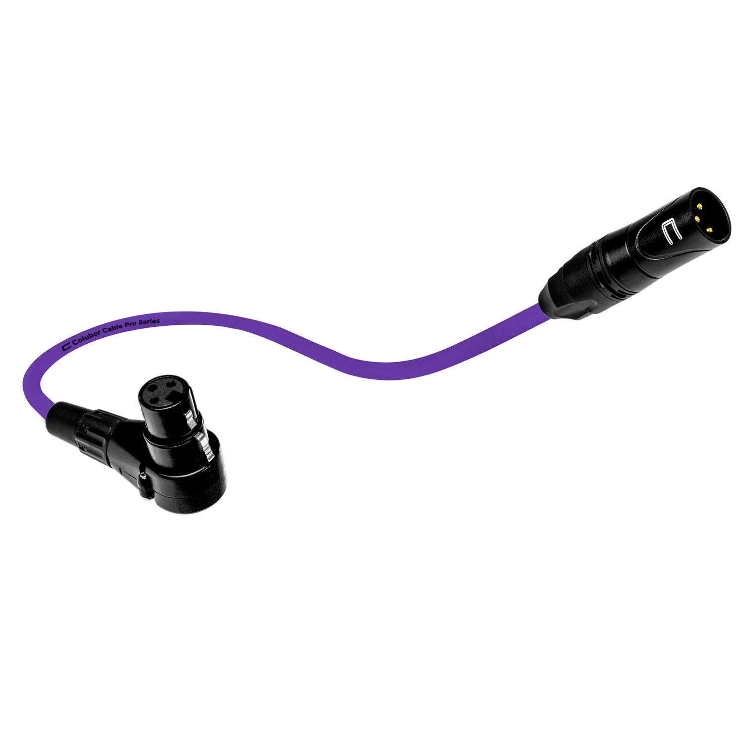 Balanced XLR Cable Male to Right Angle Female - 75 Feet Purple - Pro 3-Pin Microphone Connector for Powered Speakers, Audio Interface or Mixer for Live Performance & Recording