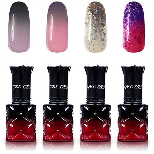 Gellen Color Changing Temperature Gel Nail Polish 4 Colors Set - Nail Art Fun Home Gel Manicure Kit