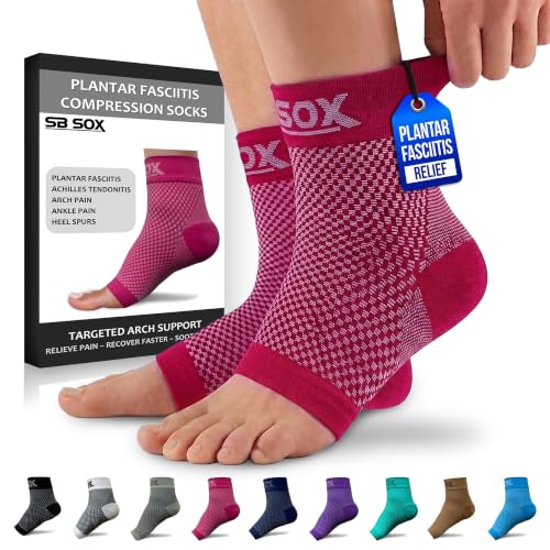 SB SOX Compression Socks for Plantar Fasciitis Relief (Pink, Medium)