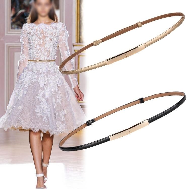 Women's Thin Waistband Cowhide Decorative Belt Paired With A Dress Shirt Waist And Waist Chain2