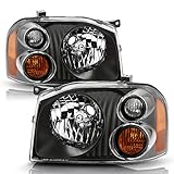 ACANII - For 2001-2004 Nissan Frontier [Black Upgrade] Headlights Headlamps Assembly Replacement Driver & passenger Side