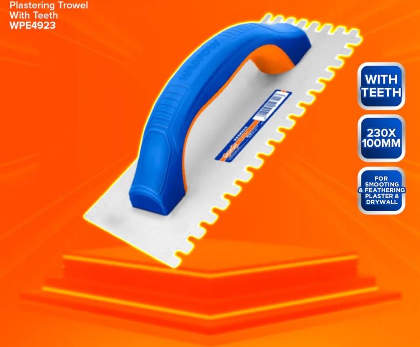 WADFOW Notch Trowel for Fixing Tiles, Granite, Marble | Flooring Trowel | Square-Notch Trowel for Precise Tile Installation | Flooring Projects, Masonry Work, Flooring Alignment